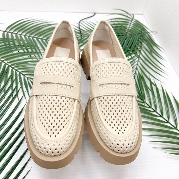 Dolce Vita Ersula Ivory Ecru Perforated Moc Toe Chunky Lug Loafer Size 6.5 NWOB - Picture 3 of 12